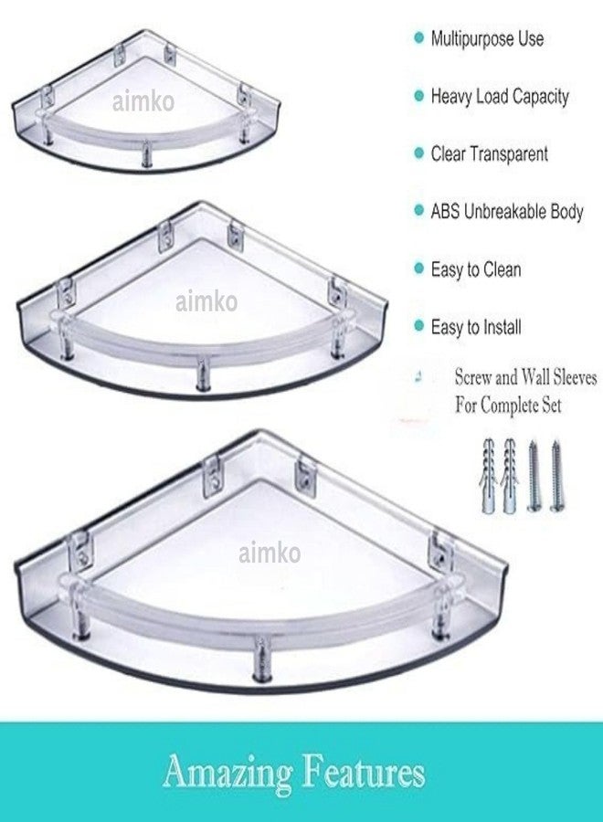 Aimko 3 Piece Unbreakable Wall Organizer Shelf Set | Multipurpose Bathroom & Kitchen Storage Rack | Space Saving Wall Mounted Shelves for Toiletries, Spices, Décor & Home Organization - Image 3